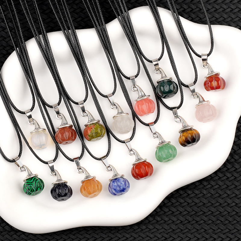 Silver Mini Pumpkin Wizard Hat Gemstone Pendant for Making Jewelry
