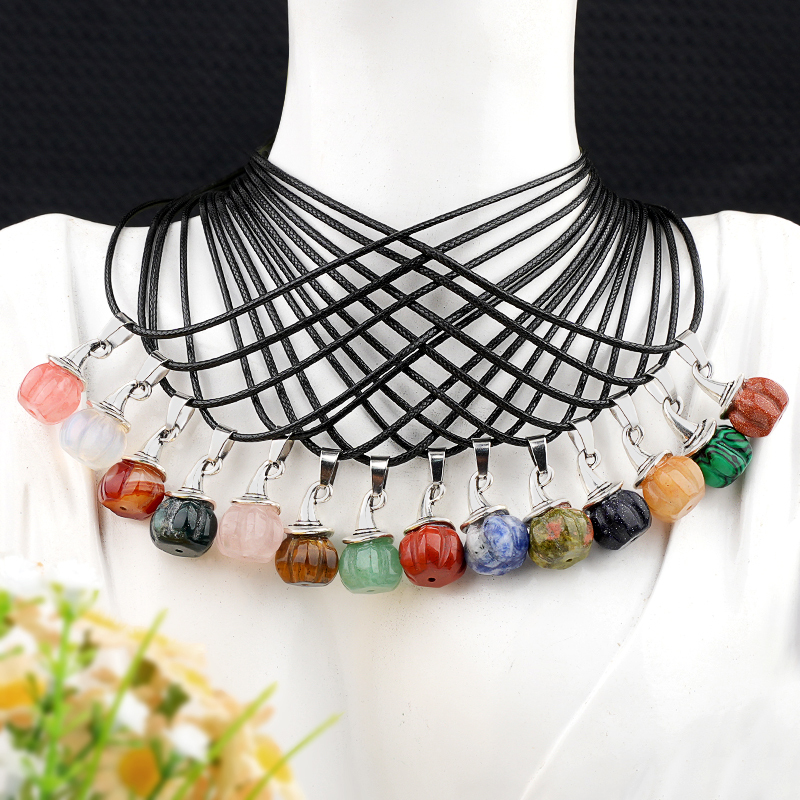 Silver Mini Pumpkin Wizard Hat Gemstone Pendant for Making Jewelry