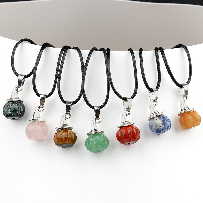 Silver Mini Pumpkin Wizard Hat Gemstone Pendant for Making Jewelry