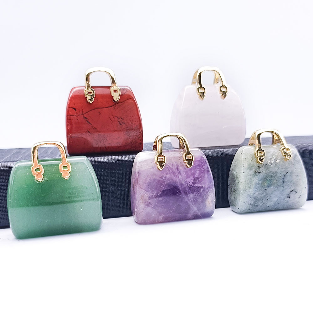 Gold Handbag Gemstone Pendant for Making Jewelry