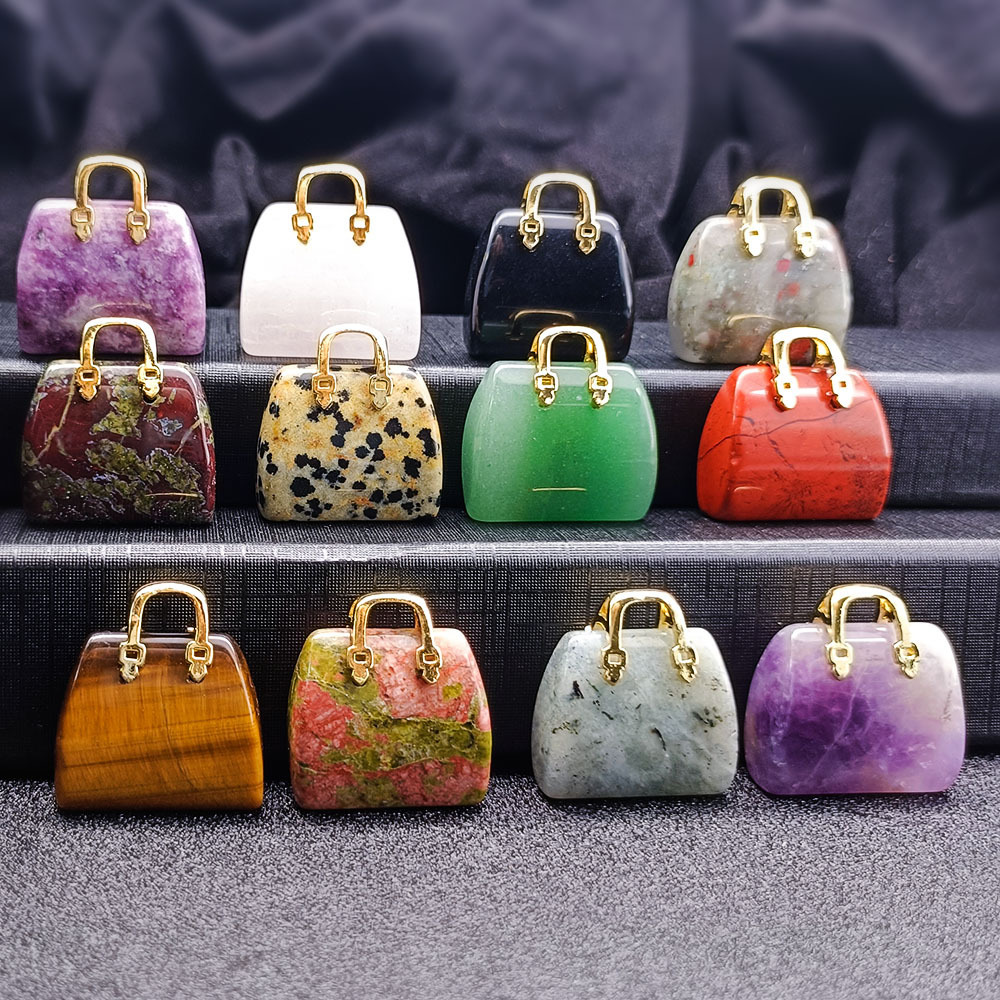 Gold Handbag Gemstone Pendant for Making Jewelry
