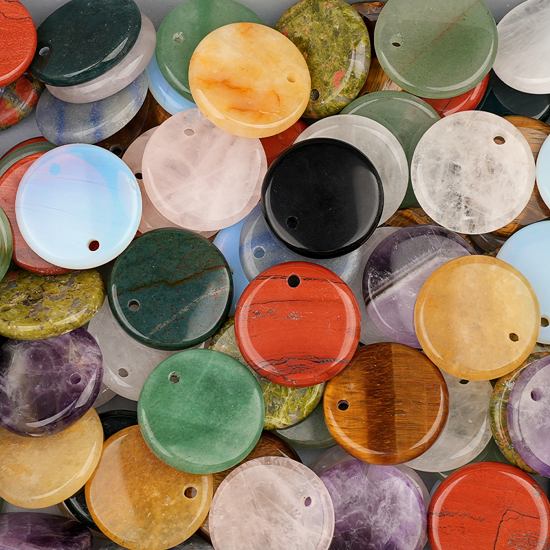30MM Flat Round Gemstone Disc Pendant for Making Jewelry