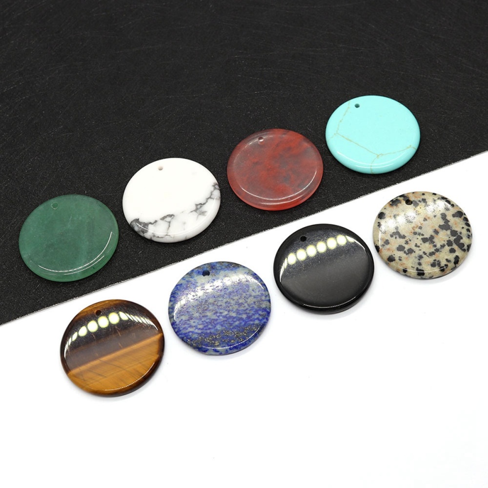 30MM Flat Round Gemstone Disc Pendant for Making Jewelry