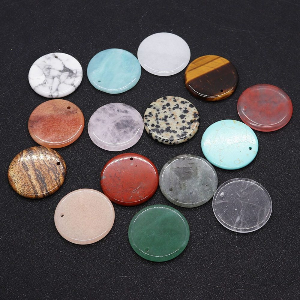 30MM Flat Round Gemstone Disc Pendant for Making Jewelry
