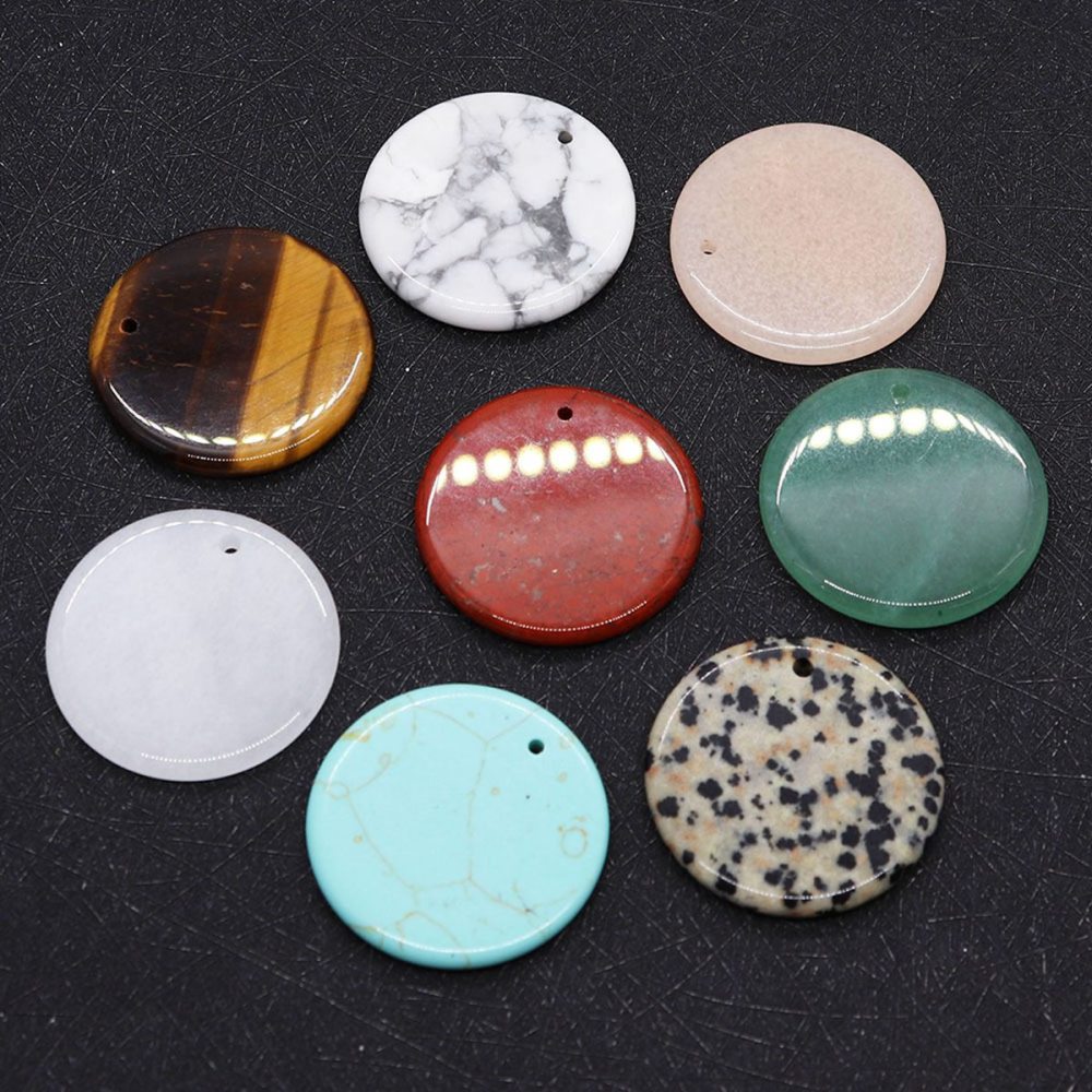 30MM Flat Round Gemstone Disc Pendant for Making Jewelry