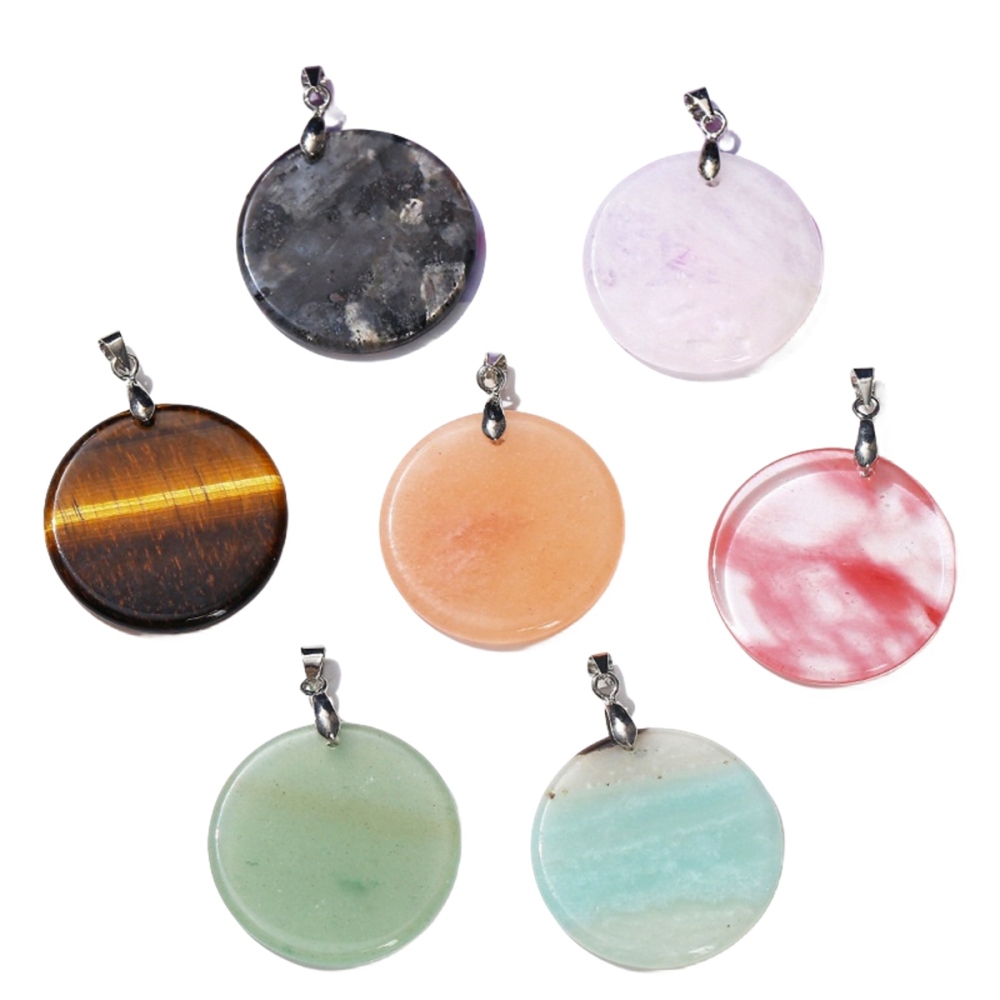 30MM Flat Round Gemstone Disc Pendant for Making Jewelry