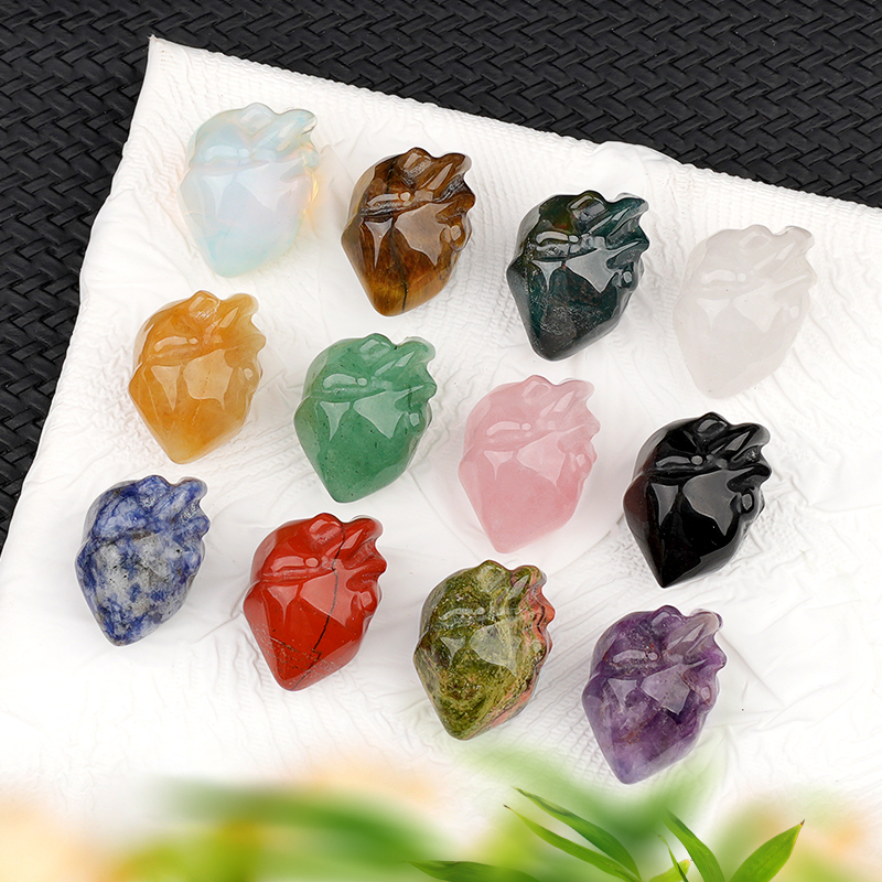 Handmade Craved Heart Shape Gemstone Decoration