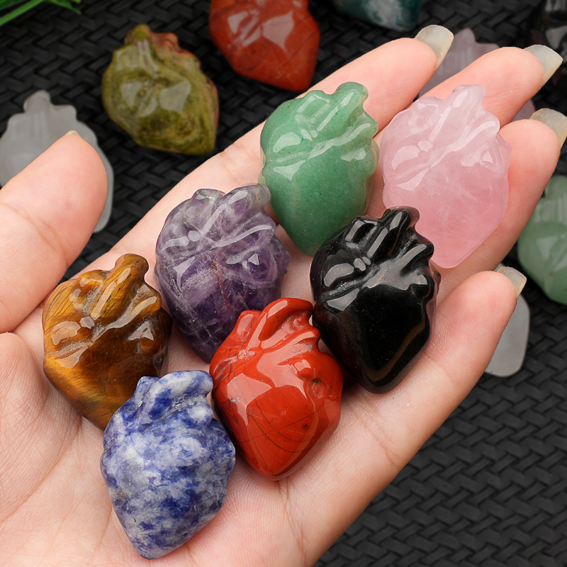 Handmade Craved Heart Shape Gemstone Decoration