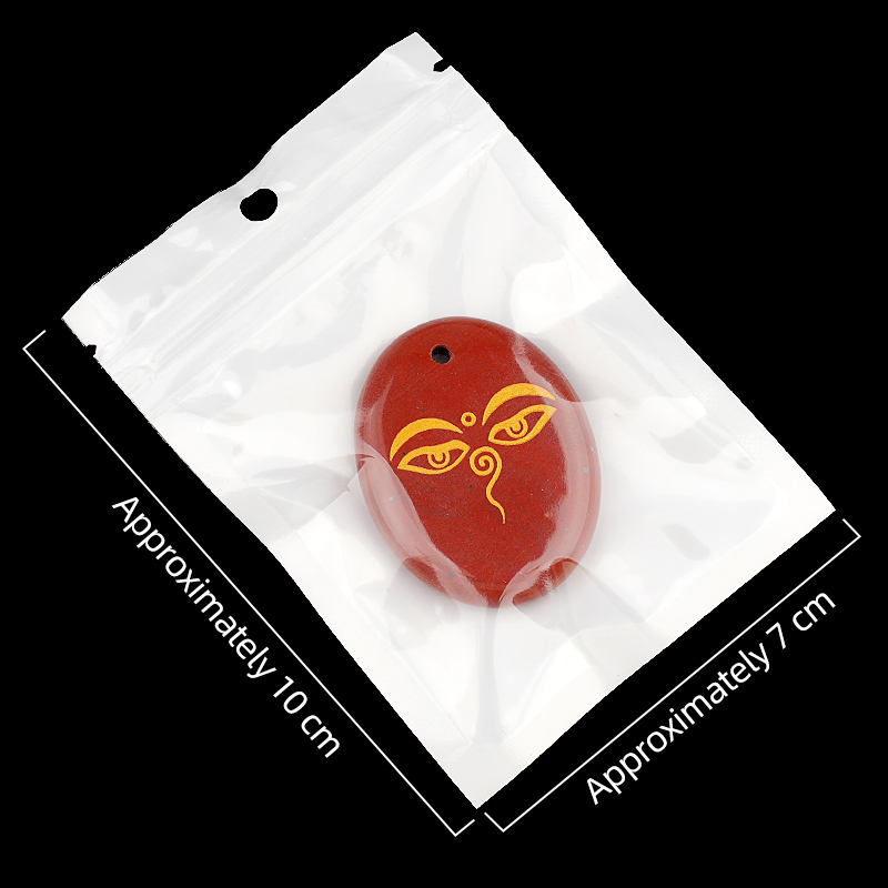 Oval Gemstone Pendant Craved Logo for Making Jewelry 35x45MM Stone Beads Healing Chakra Crystal
