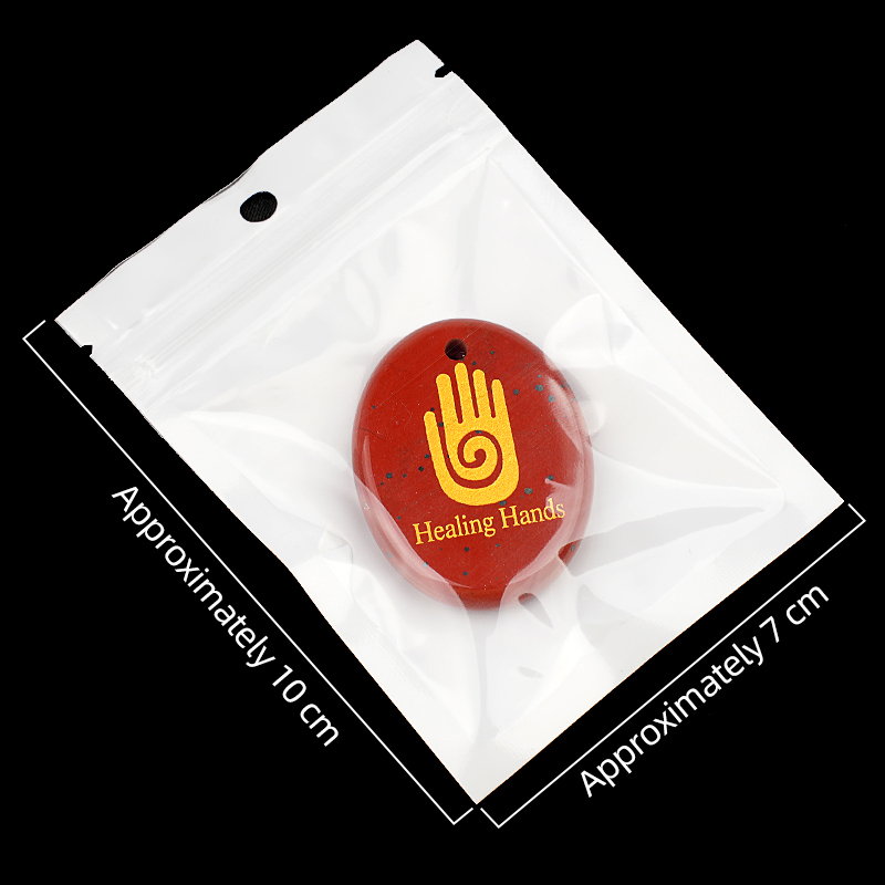 Oval Gemstone Pendant Craved Logo for Making Jewelry 35x45MM Stone Beads Healing Chakra Crystal