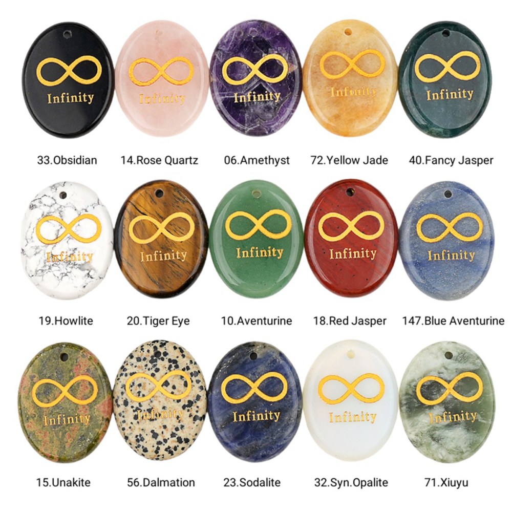 Oval Gemstone Pendant Craved Logo for Making Jewelry 35x45MM Stone Beads Healing Chakra Crystal