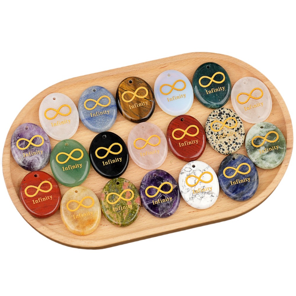 Oval Gemstone Pendant Craved Logo for Making Jewelry 35x45MM Stone Beads Healing Chakra Crystal