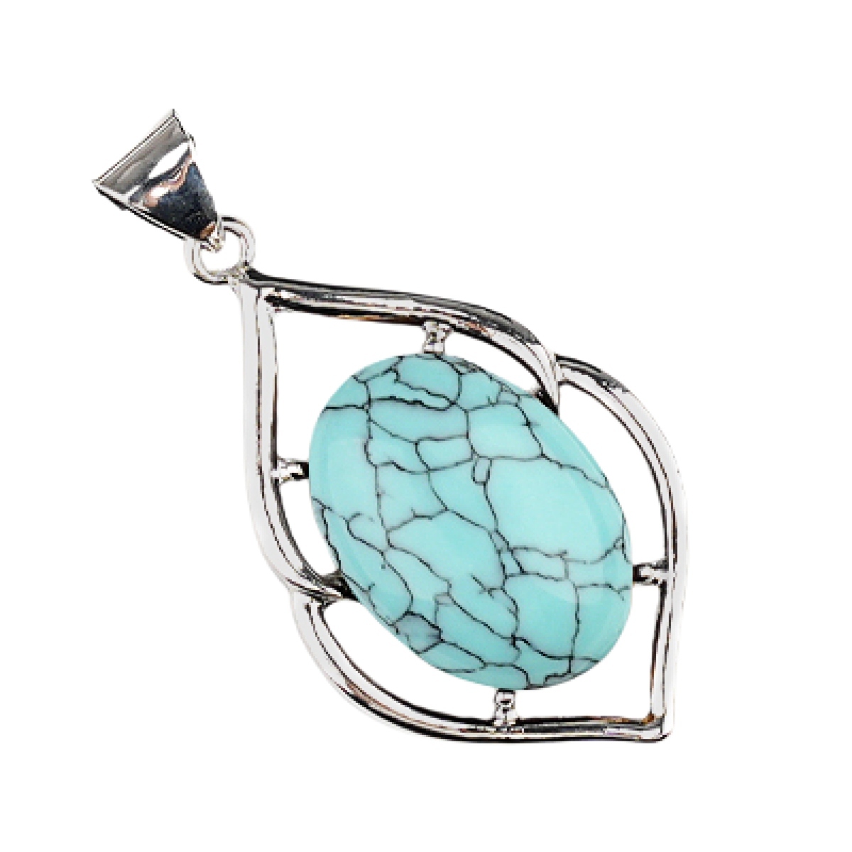 Silver Alloy Oval Cabs Stone Pendant for Making Jewelry SP14950S