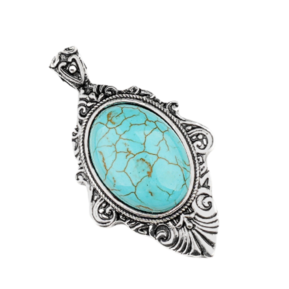 Silver Alloy Oval Cabs Stone Pendant for Making Jewelry SP1951S