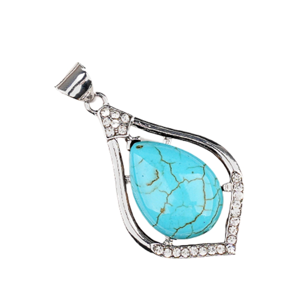Silver Alloy Teardrop Cabs Stone Pendant for Making Jewelry SP1952S