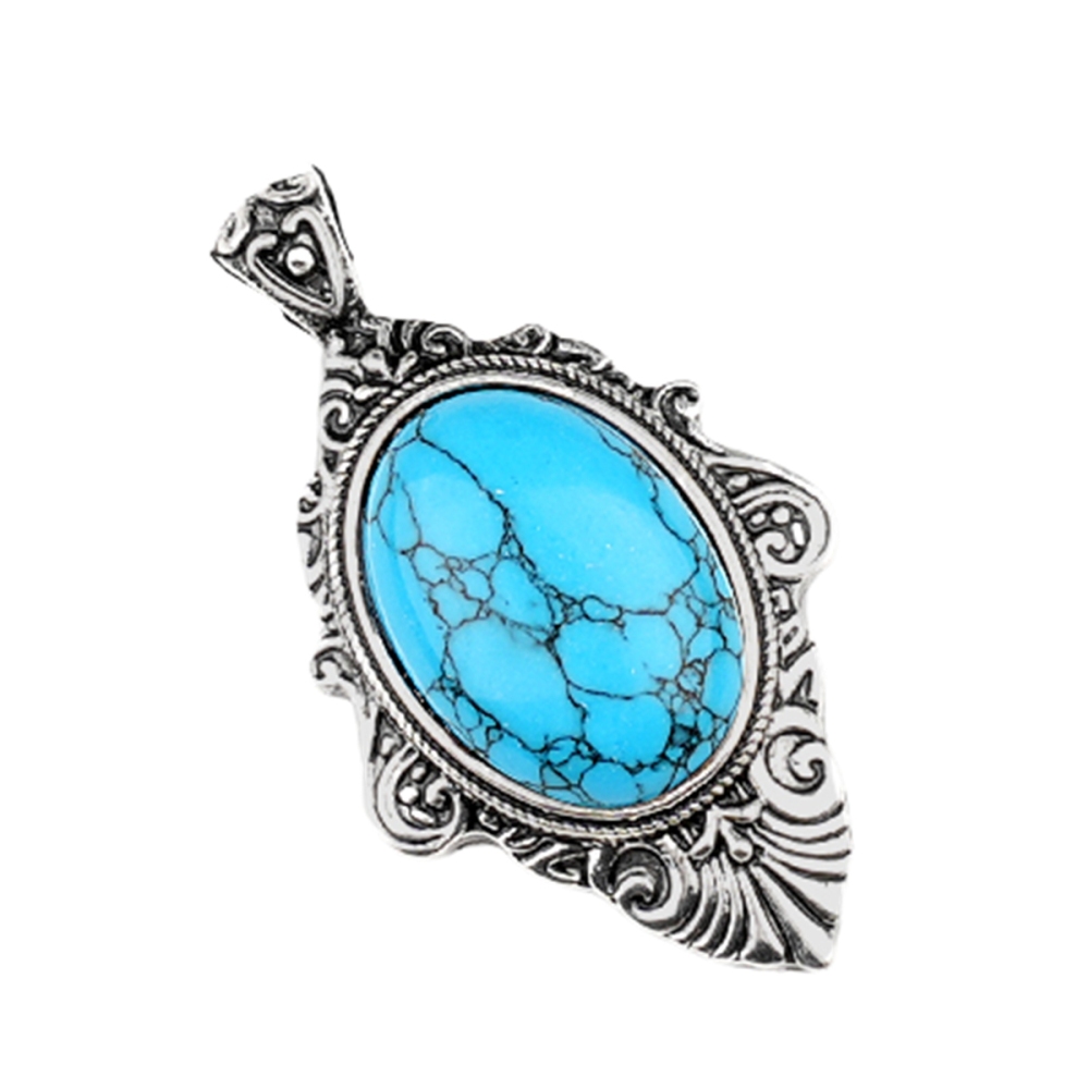 Silver Alloy Oval Cabs Stone Pendant for Making Jewelry SP1951S