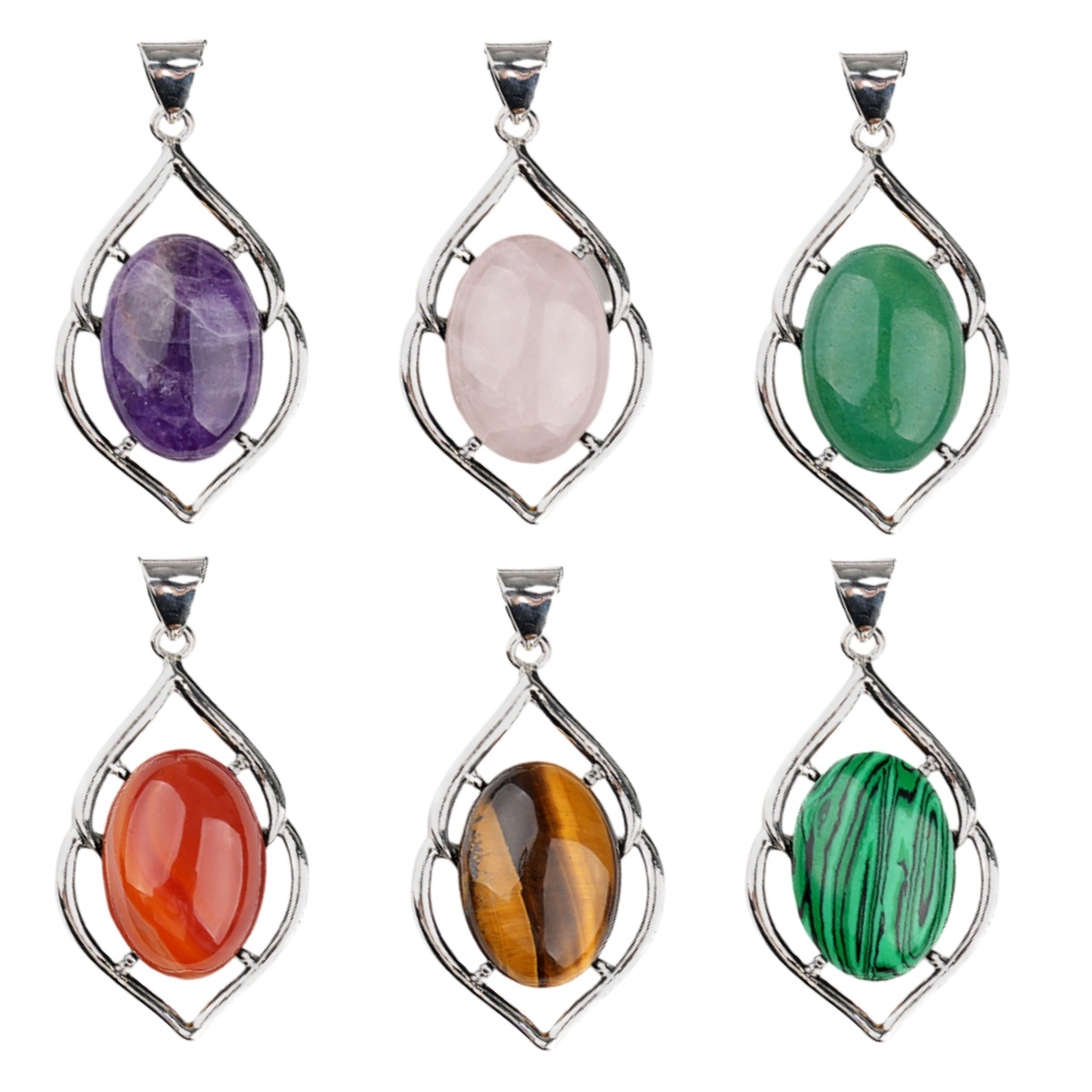 Silver Alloy Oval Cabs Stone Pendant for Making Jewelry SP14950S