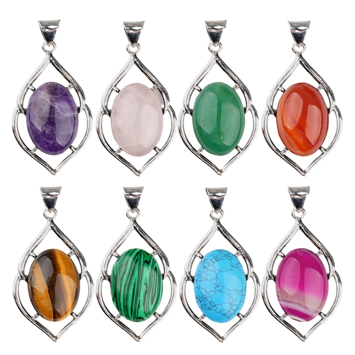 Silver Alloy Oval Cabs Stone Pendant for Making Jewelry SP14950S