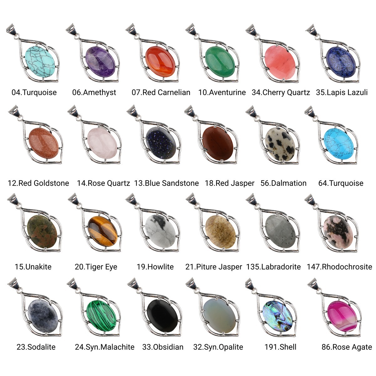 Silver Alloy Oval Cabs Stone Pendant for Making Jewelry SP14950S