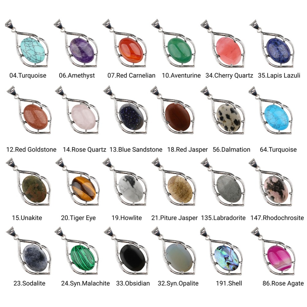 Silver Alloy Oval Cabs Stone Pendant for Making Jewelry SP14950S