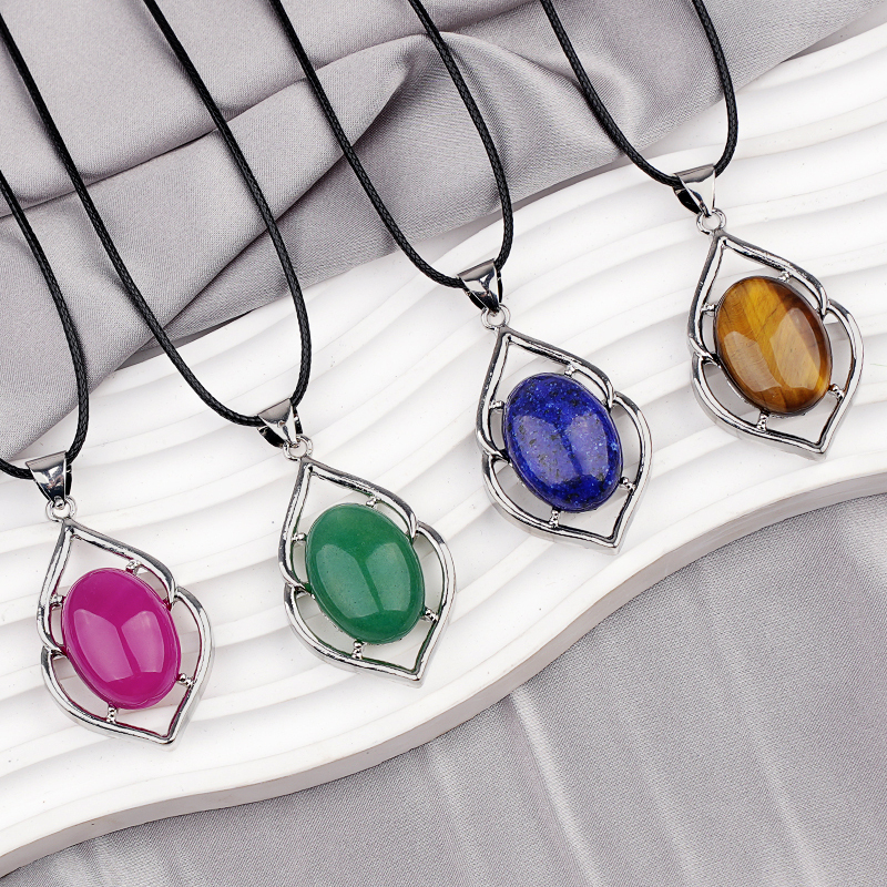 Silver Alloy Oval Cabs Stone Pendant for Making Jewelry SP14950S