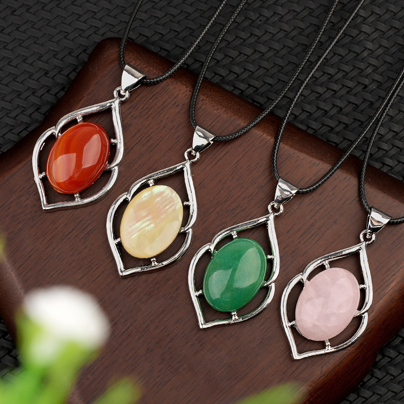Silver Alloy Oval Cabs Stone Pendant for Making Jewelry SP14950S
