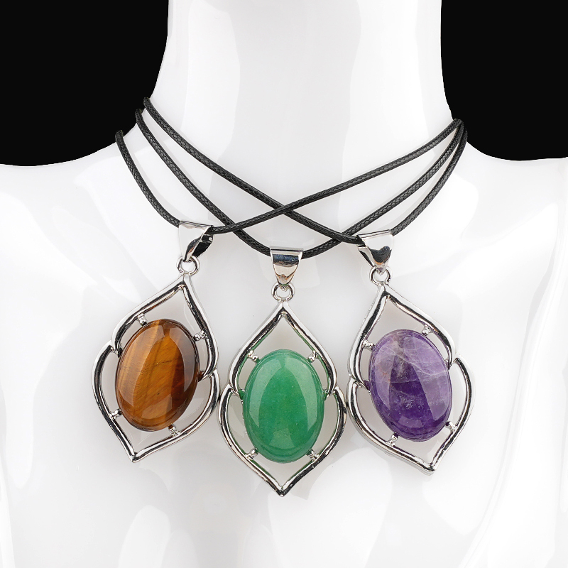 Silver Alloy Oval Cabs Stone Pendant for Making Jewelry SP14950S