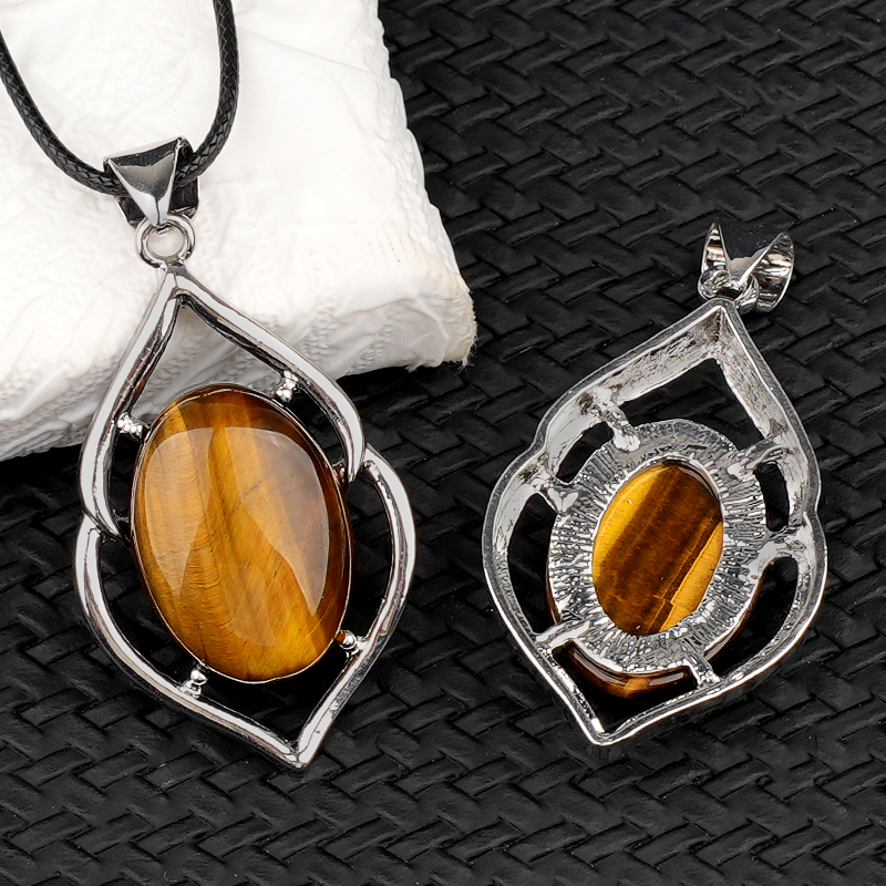 Silver Alloy Oval Cabs Stone Pendant for Making Jewelry SP14950S