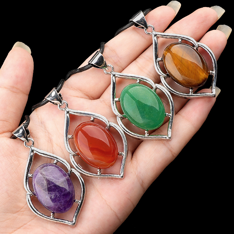 Silver Alloy Oval Cabs Stone Pendant for Making Jewelry SP14950S
