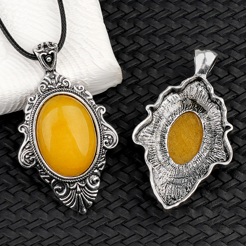 Silver Alloy Oval Cabs Stone Pendant for Making Jewelry SP1951S