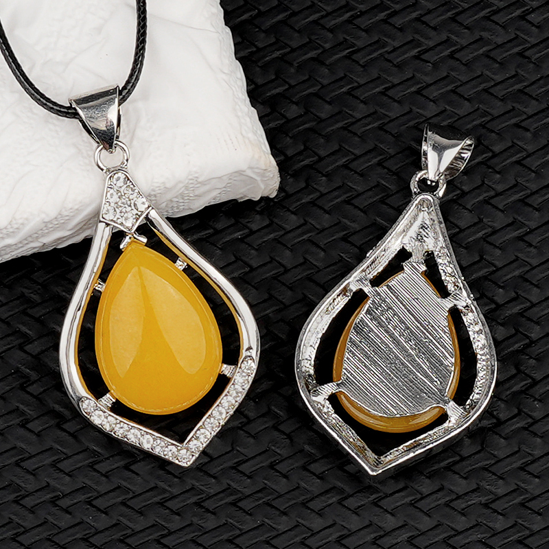 Silver Alloy Teardrop Cabs Stone Pendant for Making Jewelry SP1952S