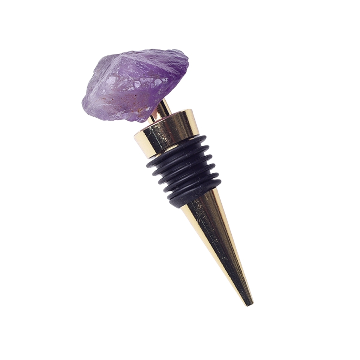 Raw Gemstone Stainless Steel Bottle Stopper Plated Gold