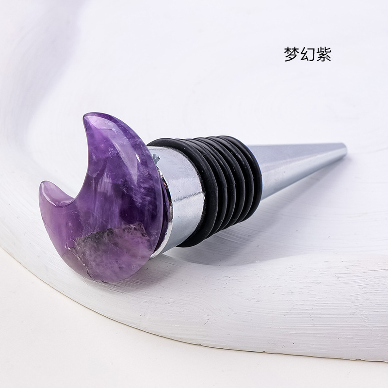 30MM Moon Gemstone Stainless Steel Bottle Stopper