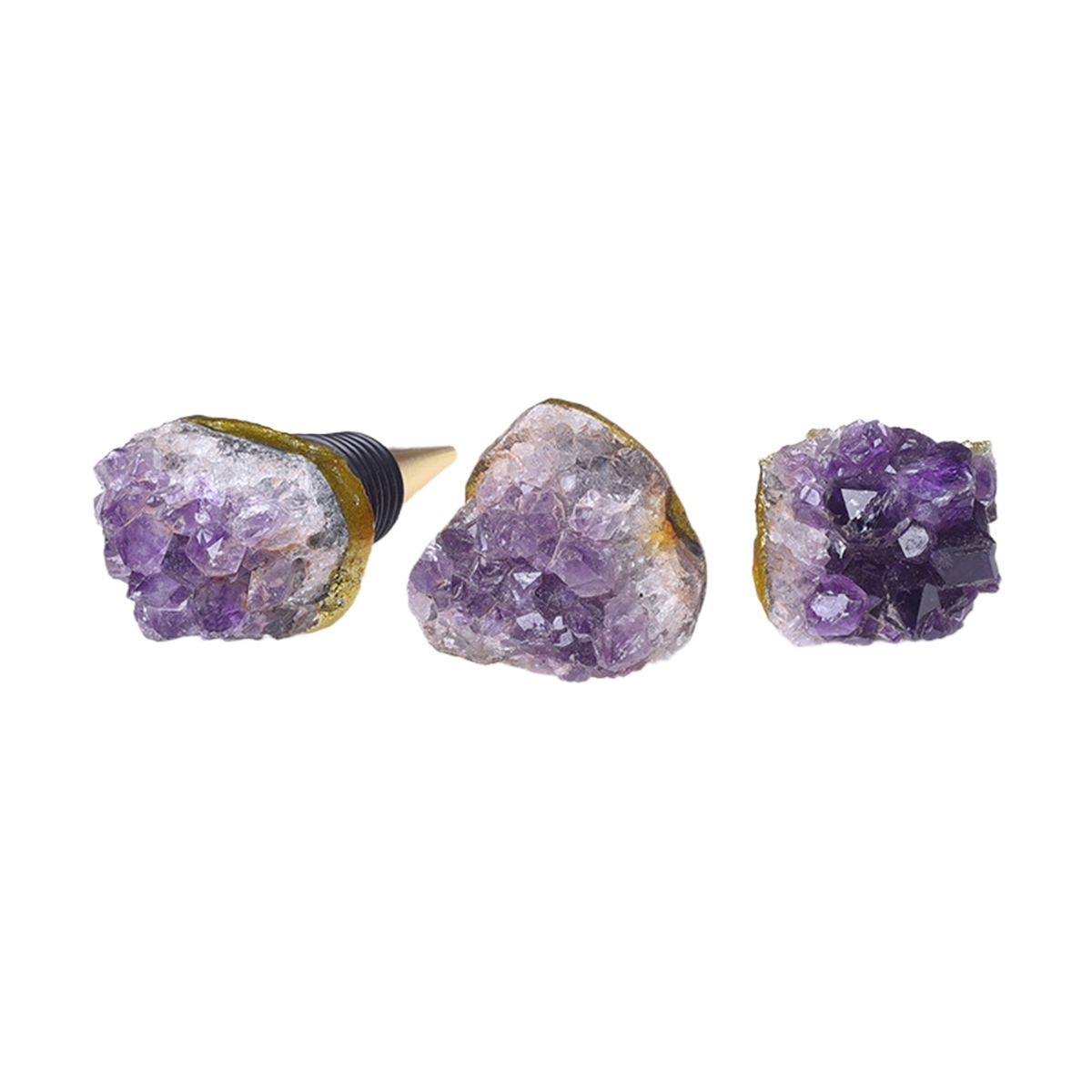Druzy Amethyst Cluster Gemstone Stainless Steel Bottle Stopper