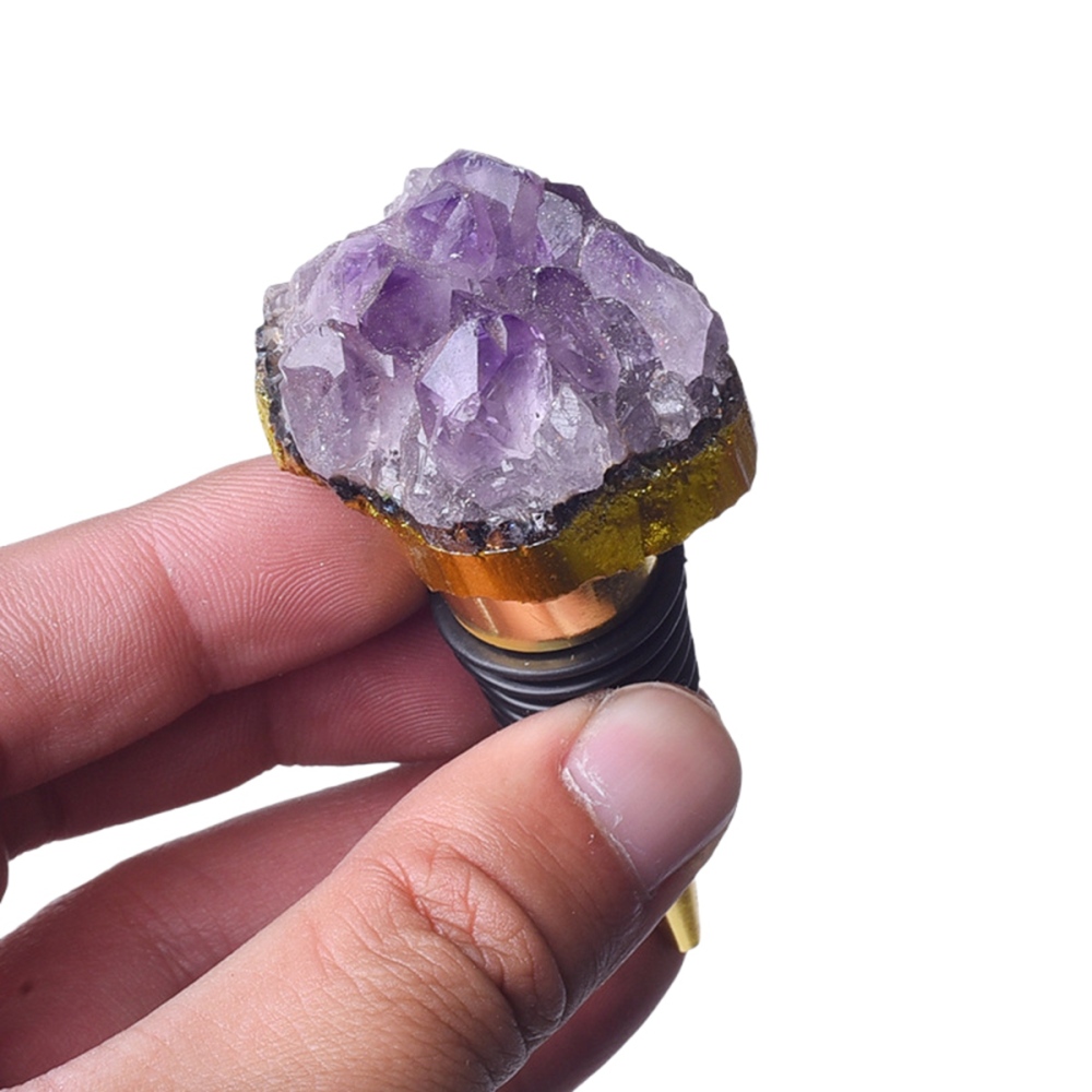 Druzy Amethyst Cluster Gemstone Stainless Steel Bottle Stopper