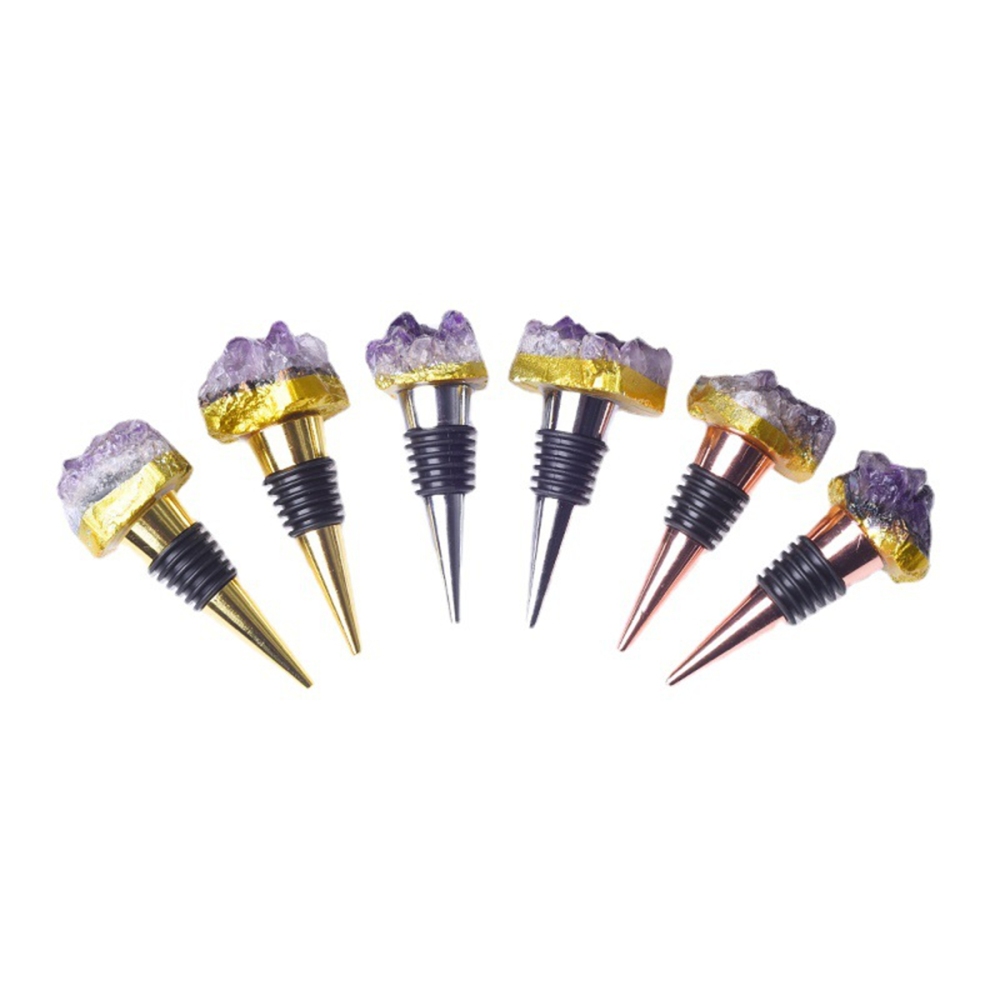 Druzy Amethyst Cluster Gemstone Stainless Steel Bottle Stopper