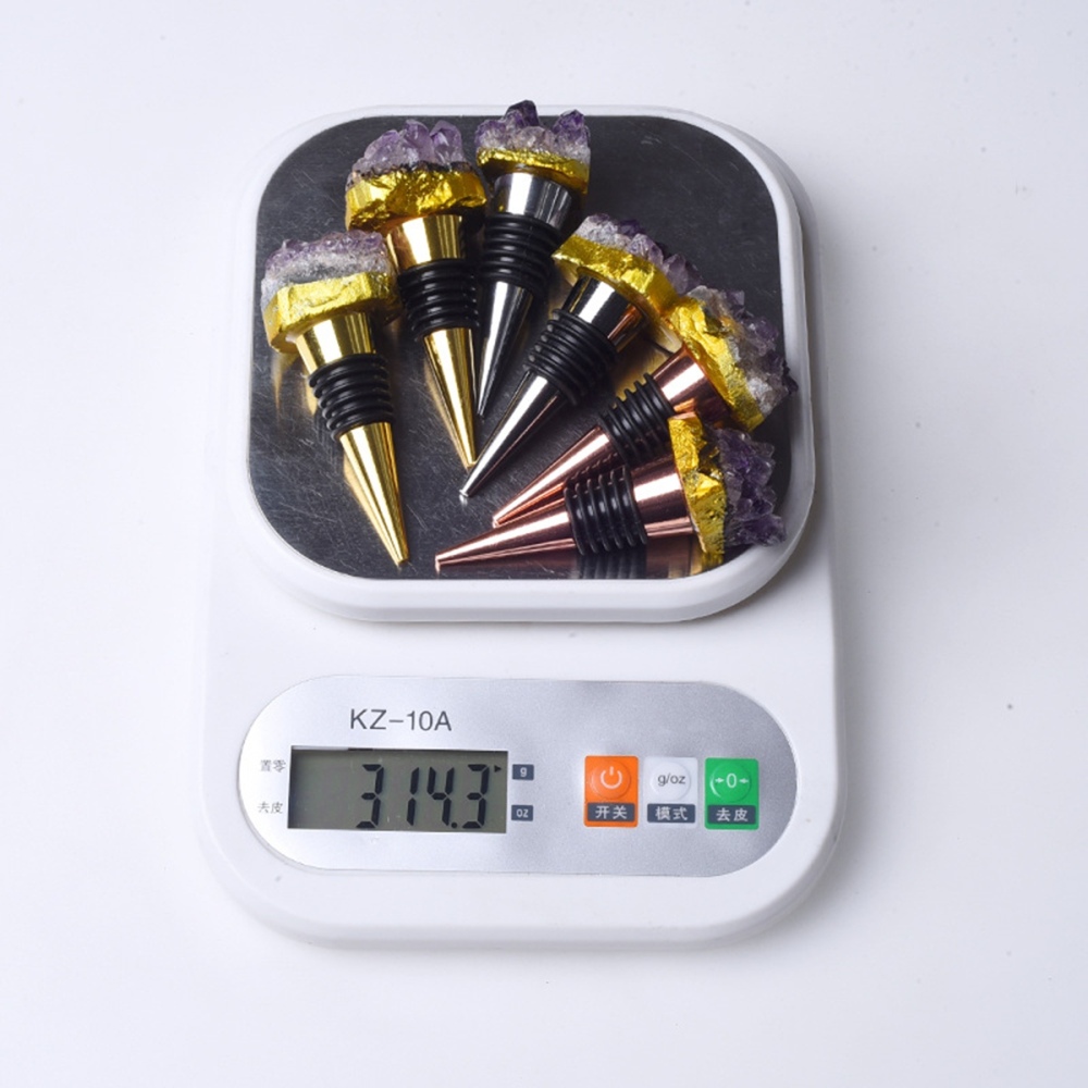 Druzy Amethyst Cluster Gemstone Stainless Steel Bottle Stopper