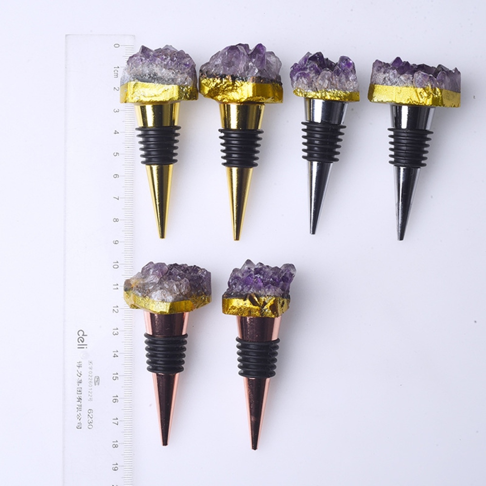 Druzy Amethyst Cluster Gemstone Stainless Steel Bottle Stopper