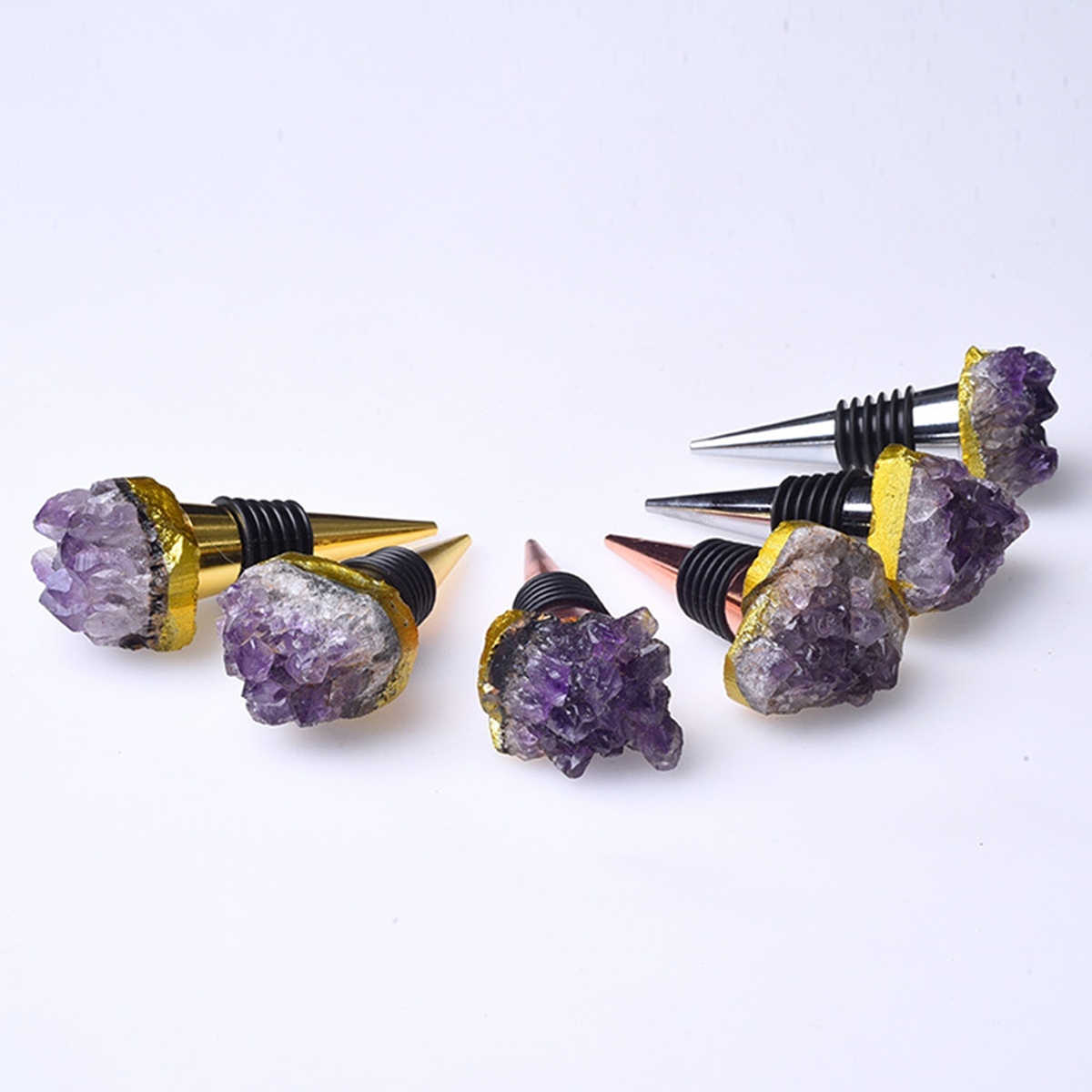 Druzy Amethyst Cluster Gemstone Stainless Steel Bottle Stopper