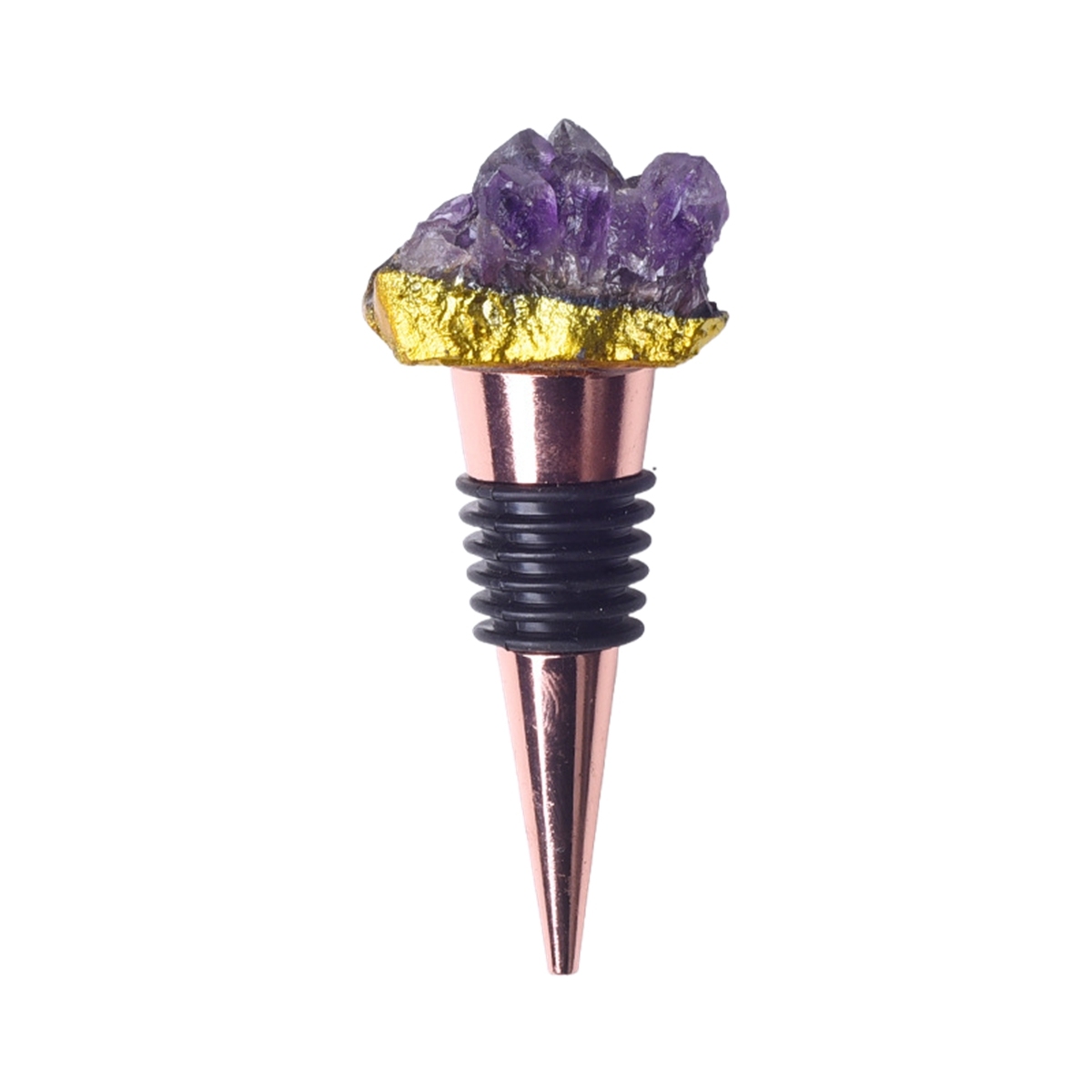Druzy Amethyst Cluster Gemstone Stainless Steel Bottle Stopper