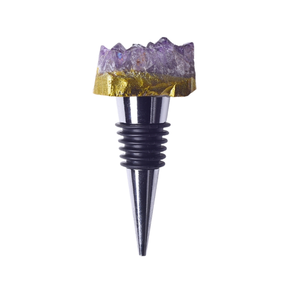 Druzy Amethyst Cluster Gemstone Stainless Steel Bottle Stopper