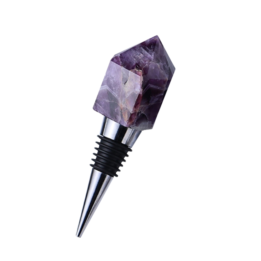 Faceted Hexagonal Pyramid Gemstone Stainless Steel Bottle Stopper