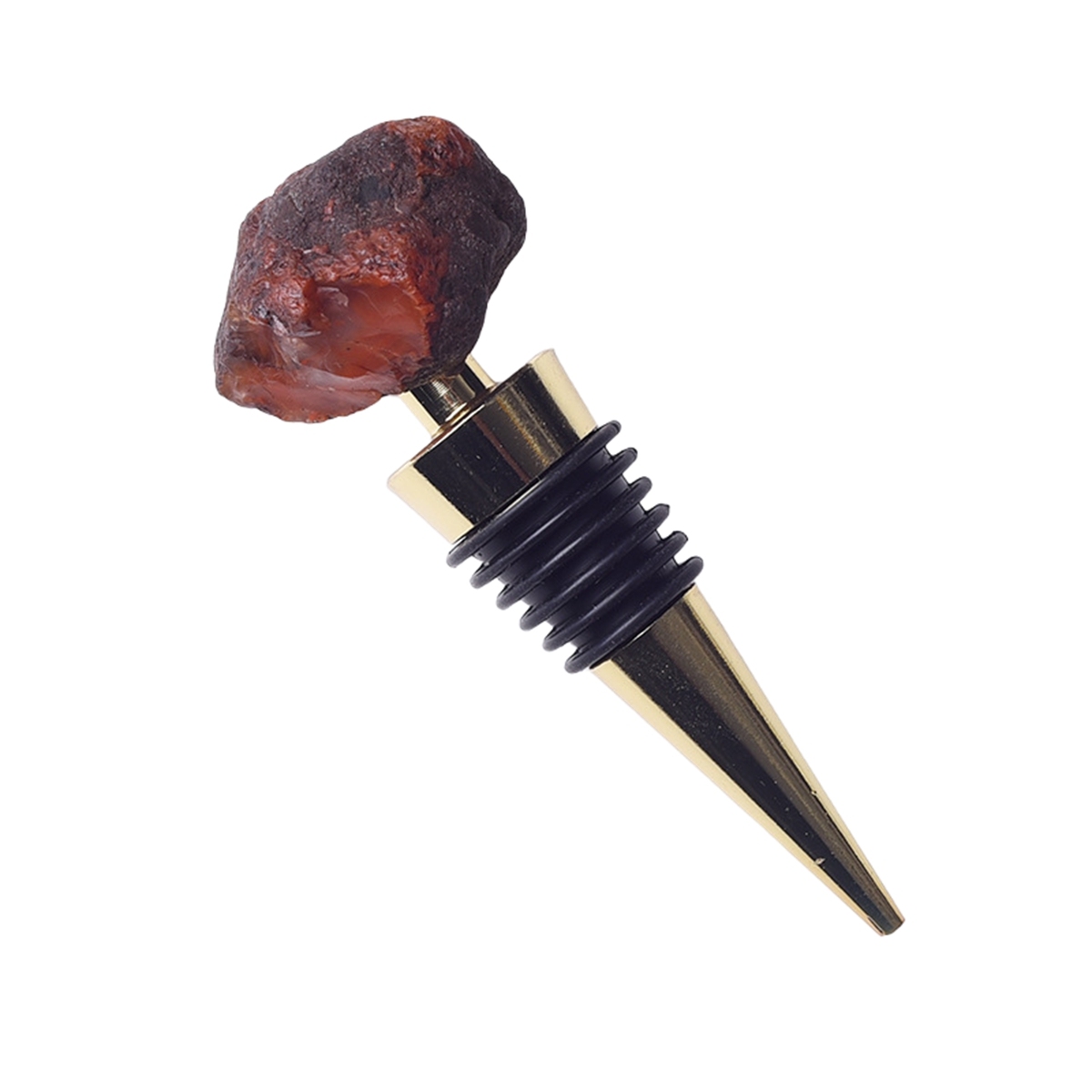 Raw Gemstone Stainless Steel Bottle Stopper Plated Gold