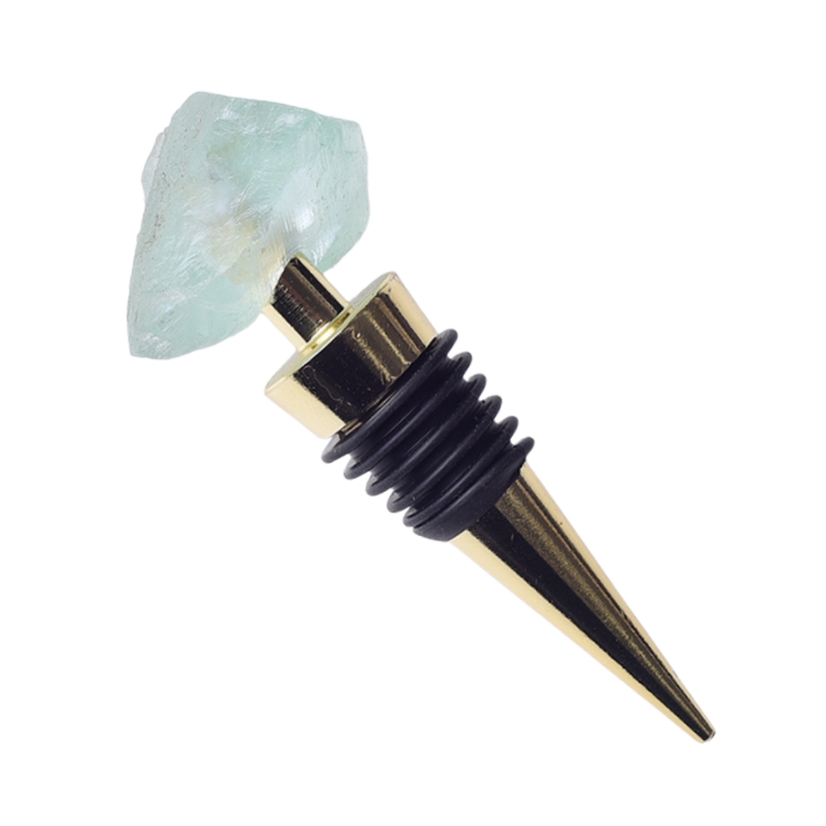 Raw Gemstone Stainless Steel Bottle Stopper Plated Gold
