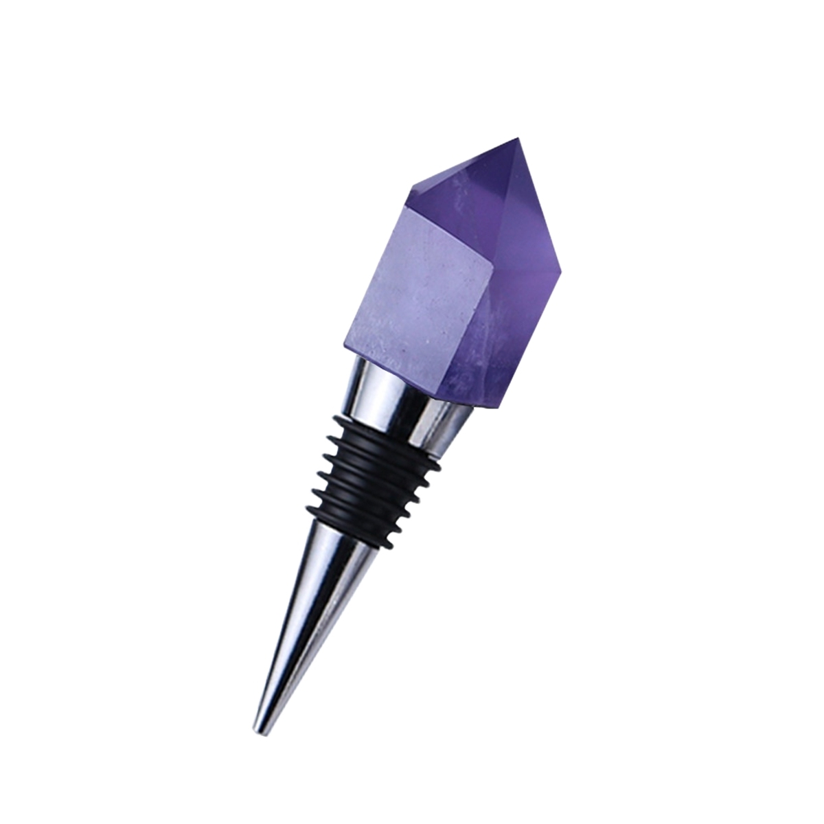 Faceted Hexagonal Pyramid Gemstone Stainless Steel Bottle Stopper