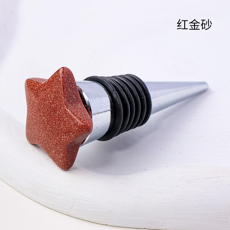 30MM Star Gemstone Stainless Steel Bottle Stopper