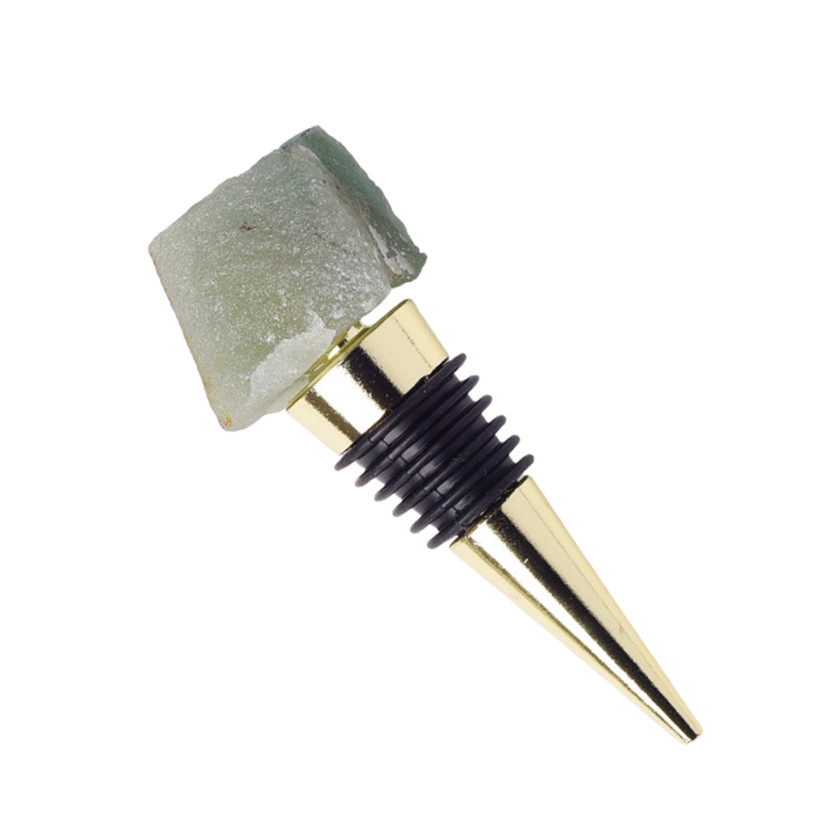 Raw Gemstone Stainless Steel Bottle Stopper Plated Gold