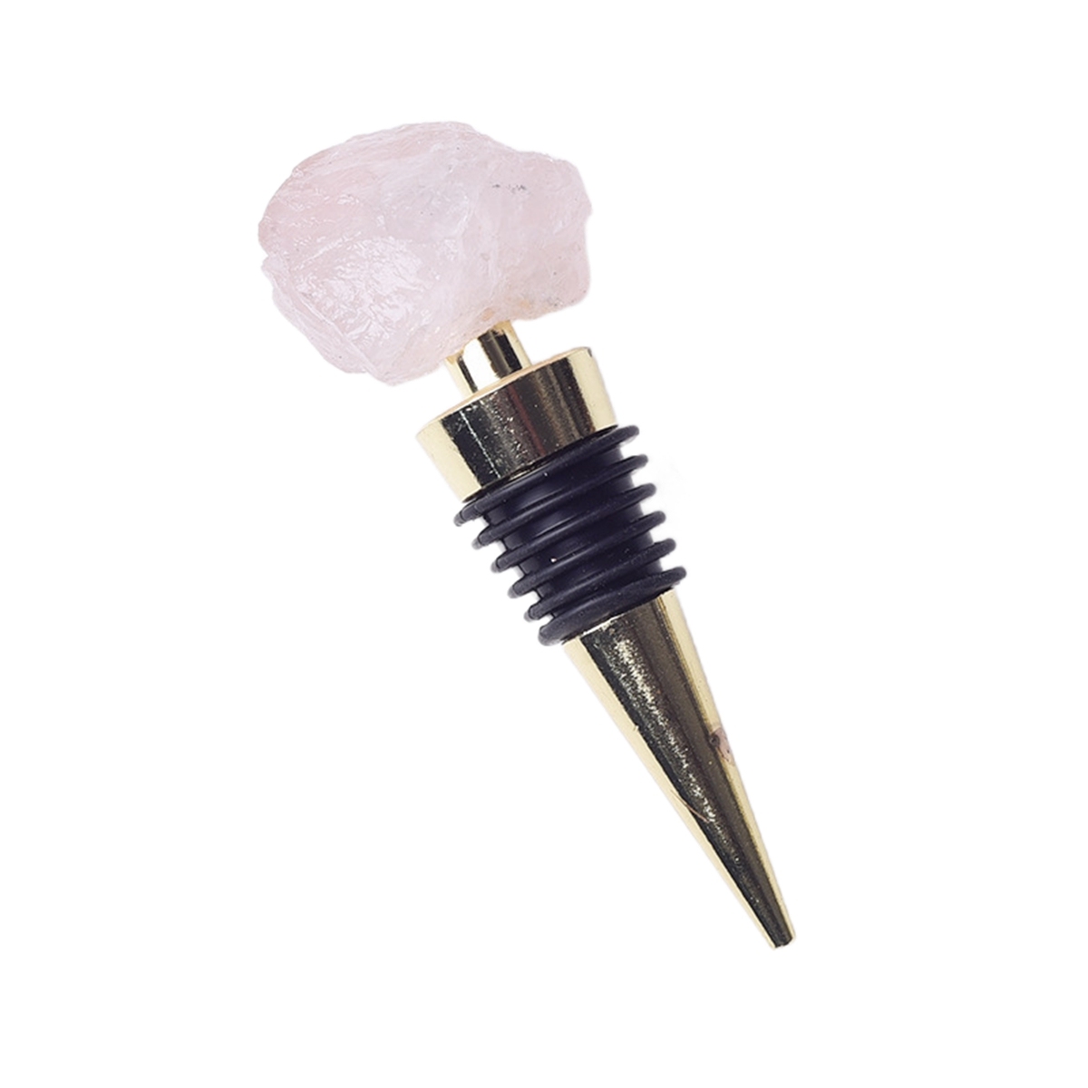 Raw Gemstone Stainless Steel Bottle Stopper Plated Gold