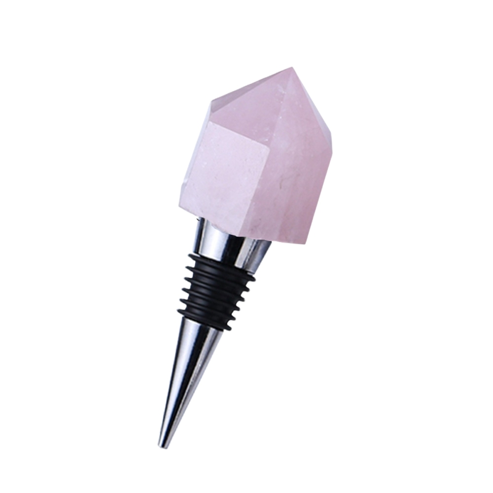 Faceted Hexagonal Pyramid Gemstone Stainless Steel Bottle Stopper