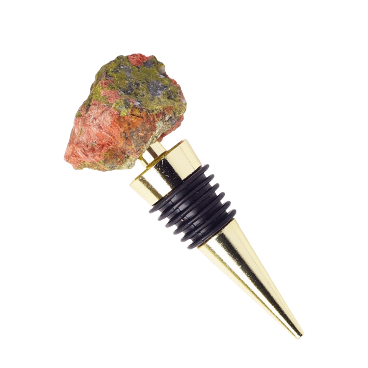 Raw Gemstone Stainless Steel Bottle Stopper Plated Gold